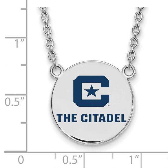 Sterling Silver Rhodium Plated The Citadel LG Enamel Necklace, 18 Inch - Picture 3 of 5